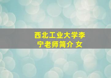 西北工业大学李宁老师简介 女